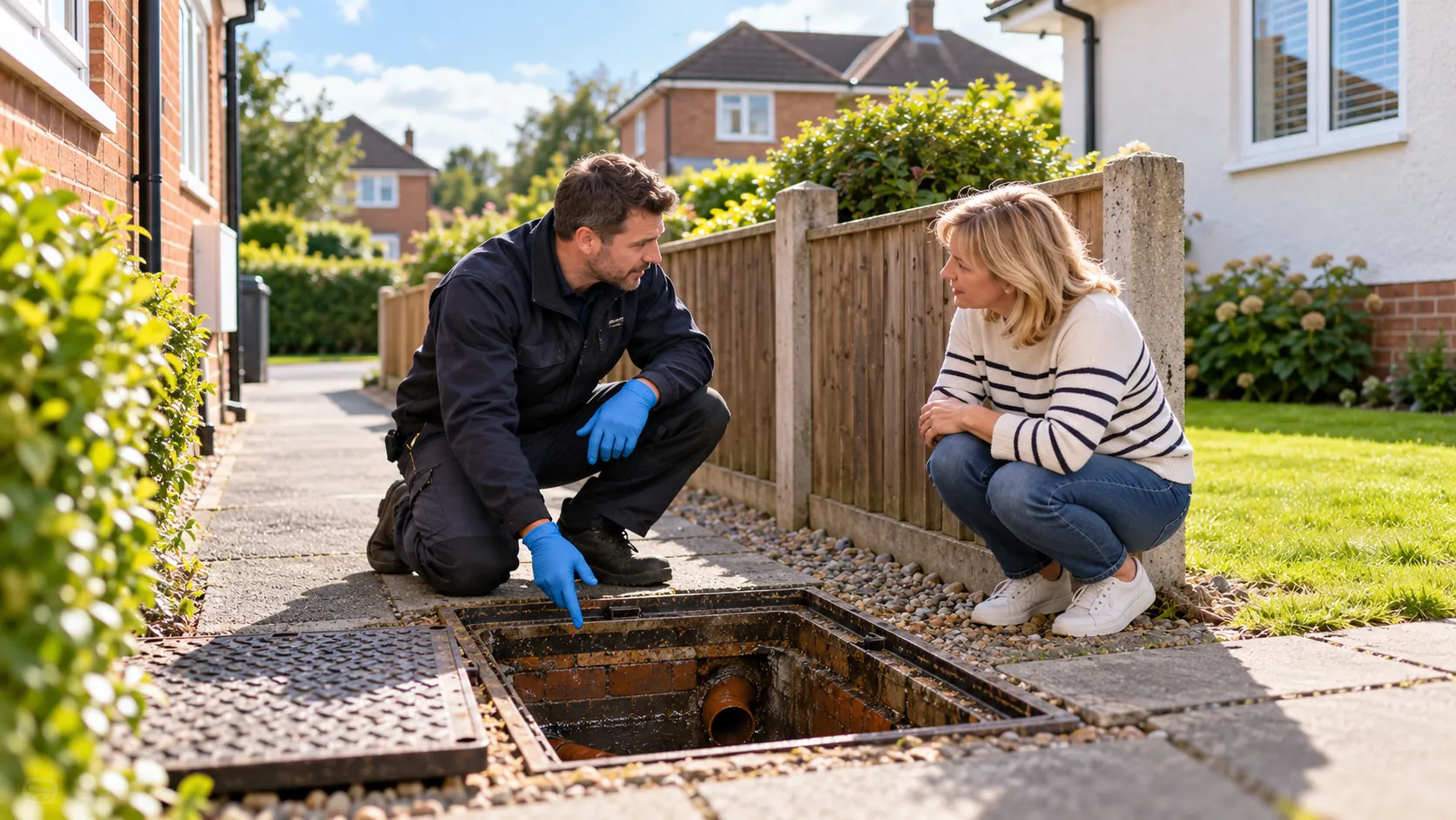 Drainage investigation outside a UK home